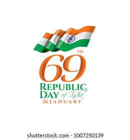 vector illustration .den the Republic of India on January 26 .India is celebrating its 69th Republic Day. graphic design for a holiday greeting card decoration, flyers, brochures, posters vector