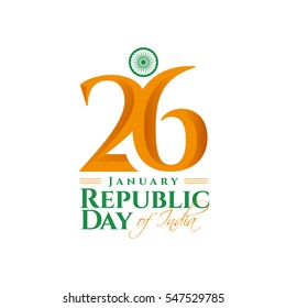 vector illustration .den the Republic of India on January 26 .67 years later, in 1950. graphic design for a holiday greeting card decoration, flyers, brochures, posters