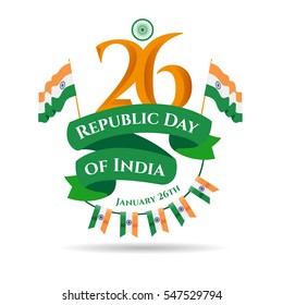 vector illustration .den the Republic of India on January 26 .67 years later, in 1950. graphic design for a holiday greeting card decoration, flyers, brochures, posters