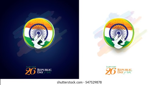 vector illustration .den the Republic of India on January 26 .67 years later, in 1950. graphic design for a holiday greeting card decoration, flyers, brochures, posters