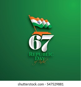 vector illustration .den the Republic of India on January 26 .67 years later, in 1950. graphic design for a holiday greeting card decoration, flyers, brochures, posters