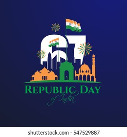 vector illustration .den the Republic of India on January 26 .67 years later, in 1950. graphic design for a holiday greeting card decoration, flyers, brochures, posters