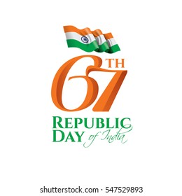 vector illustration .den the Republic of India on January 26 .67 years later, in 1950. graphic design for a holiday greeting card decoration, flyers, brochures, posters