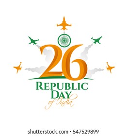 vector illustration .den the Republic of India on January 26 .67 years later, in 1950. graphic design for a holiday greeting card decoration, flyers, brochures, posters