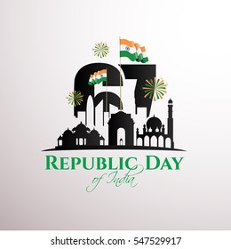 vector illustration .den the Republic of India on January 26 .67 years later, in 1950. graphic design for a holiday greeting card decoration, flyers, brochures, posters