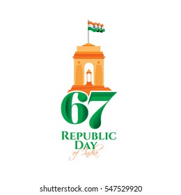 vector illustration .den the Republic of India on January 26 .67 years later, in 1950. graphic design for a holiday greeting card decoration, flyers, brochures, posters