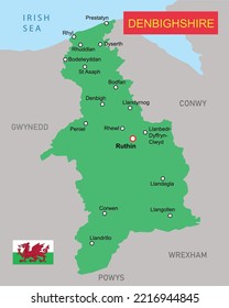 Vector Illustration Denbighshire Map In Wales