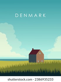 Vector illustration. Denmark. Design for poster, banner, postcard. Tourism, travel.