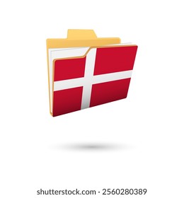 Vector illustration of Denmark flag isolated in file folder on white background.