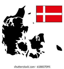 Vector Illustration Denmark Flag Map Stock Vector (Royalty Free ...