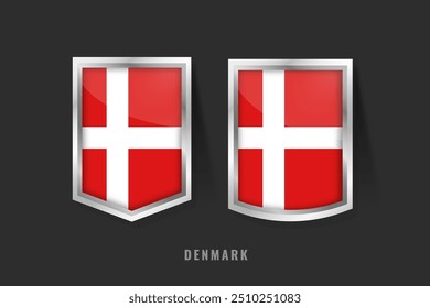 Vector Illustration of DENMARK Label Logo. DENMARK Badge Sign DENMARK With Flag, Danish Product Label Banners Template.