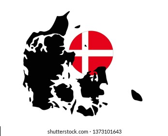 vector illustration of Denmark map and flag 