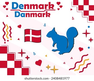 Vector illustration of Denmark, with national and folk symbols