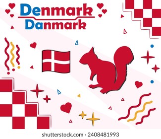Vector illustration of Denmark, with national and folk symbols