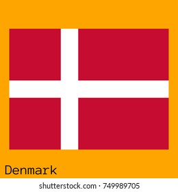 Vector illustration of the Denmark official national flag of  with the right colors and proportions isolated on orange background