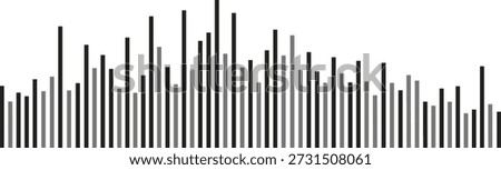 Vector illustration of dense vertical bar graph with varying heights representing complex data distribution