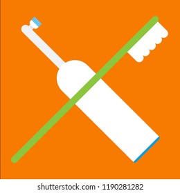 vector illustration. Dental concept. Toothbrush and electric toothbrush on an orange background. Flat design, care health, hygiene healthy