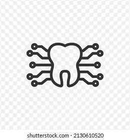 Vector illustration of dental digital technology icon in dark color and transparent background(png).