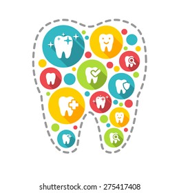 Vector illustration of dental icons set in flat style