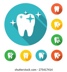 Vector illustration of dental icons set in flat style