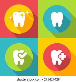 Vector illustration of dental icons set in flat style