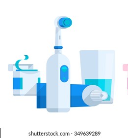 vector illustration of dental items, flat style