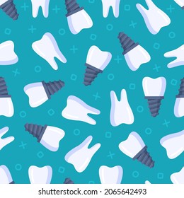 Vector illustration of a dental pattern. Print of artificial teeth. 