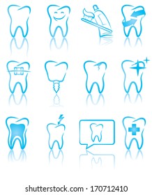 Vector illustration of dental symbols set