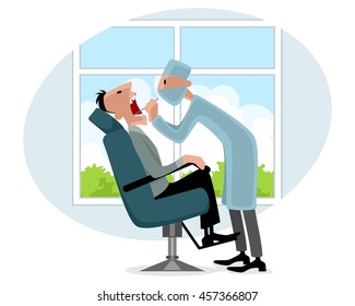Vector Illustration Of A Dentist And Patient