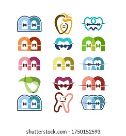 vector illustration of a dentist symbol graphic and the letter M - Isolated on a white background, just add your name to your design, logo design