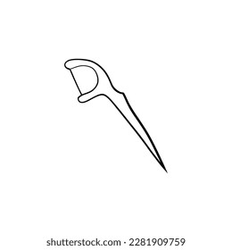 Vector illustration. Dentist's tools. Black outline on a white background. Toothpick