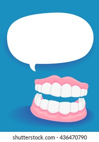 Vector Illustration of Dentures with Blank Speech Bubble