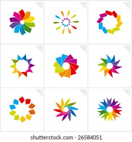 Vector illustration depicting abstract colorful design elements set.