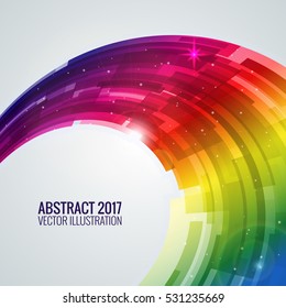 Vector illustration depicting abstract. Round image background for design. Vector object, explosion substance matter. Object with the image of the explosion. Color banner.