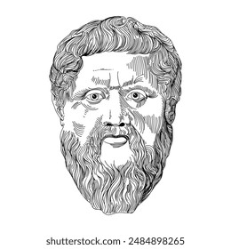 A vector illustration depicting the ancient Greek philosopher Plato