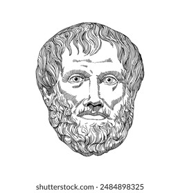 A vector illustration depicting the ancient Greek philosopher Aristotle