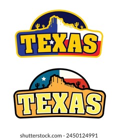 vector illustration depicting the atmosphere of Texas with its mountains and desert, can be used as a tourist souvenir such as a pin, poster, graphic t-shirt, sticker