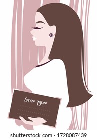 Vector illustration depicting a beautiful girl and place for text.