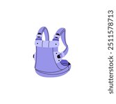 Vector illustration depicting a comfortable ergonomic baby carrier on a white background. Icon, ideal for the design of educational materials for young parents