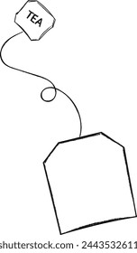 A vector illustration depicting the contours of a tea bag on a white background, serving as a template or blank for various designs