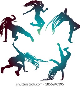 Vector illustration depicting dancing people.
