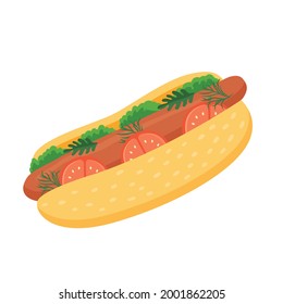 Vector illustration depicting a delicious hot dog.