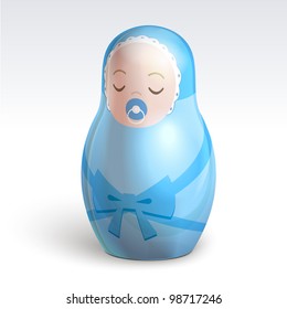 Vector illustration depicting doll-matrioshka, a baby boy