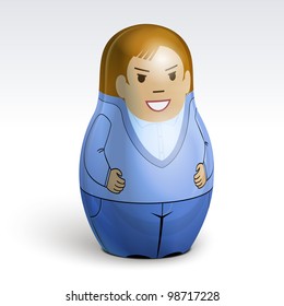 Vector illustration depicting doll-matrioshka, a young man