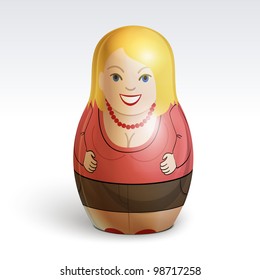 Vector illustration depicting doll-matrioshka, a young woman