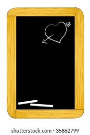 Vector illustration depicting a drawing board with a heart pierced by an arrow.