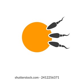 ilustración vectorial que representa células de huevo y esperma en el proceso de fertilización