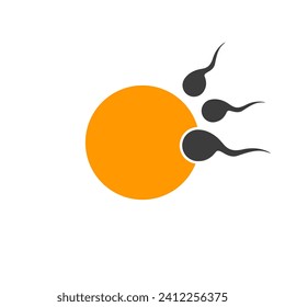 ilustración vectorial que representa células de huevo y esperma en el proceso de fertilización