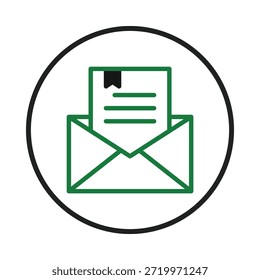 Eine Vektorgrafik, die einen Briefumschlag darstellt, der die digitale Kommunikation symbolisiert. Sie kann Marketing-E-Mails, Geschäftsdokumente, Benachrichtigungen und Nachrichten darstellen. Die saubere,