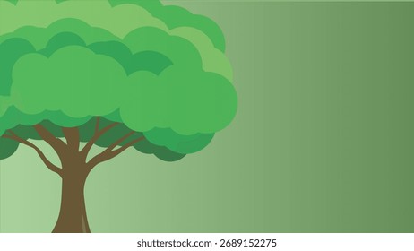 Ilustración vectorial que representa conceptos ASG (Ambientales, Sociales y de Gobernanza) con un árbol Grande, bosque, turbinas eólicas e íconos clave.